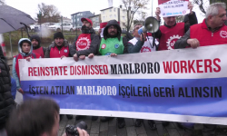 DİSK'ten ihraç edilen Marlboro işçilerinin İstanbul'daki protestosu