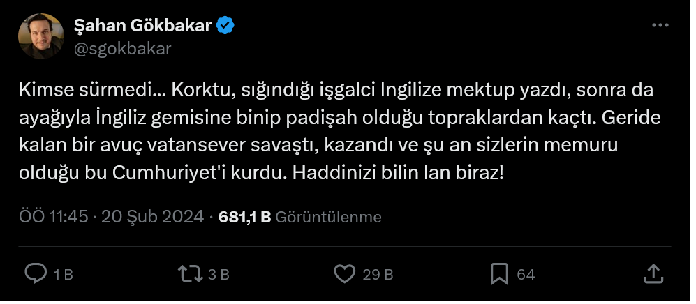 Gökbakar'ın Paylaşımı