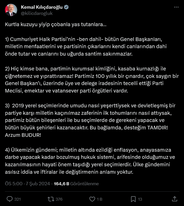 Screenshot 2024 02 07 At 17 30 08 X'te Kemal Kılıçdaroğlu Kurtla Kuzuyu Yiyip Çobanla Yas Tutanlara… 1) Cumhuriyet Halk Partisi’nin Ben Dahil Bütün Genel Başkanları Milletin Menfaatlerini Ve Partisinin Çıkarların[...]
